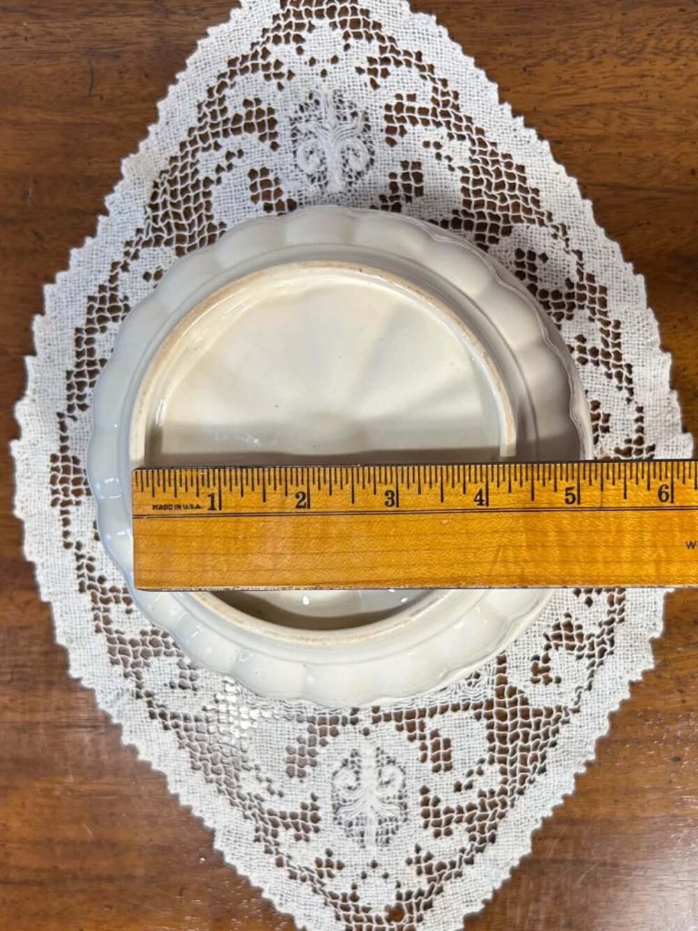 Antique White Ironstone Fluted Pudding Jelly Mold Bowl - Picture 12 of 13